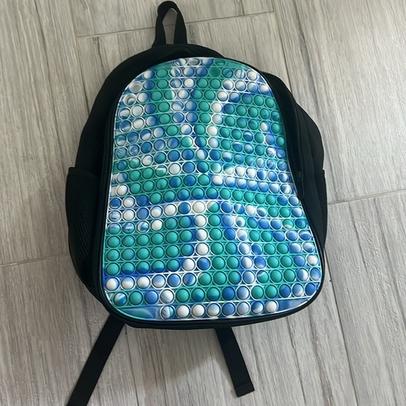 Blue, teal, white, & black pop it backpack bag carrier book bag - Picture 5 of 9